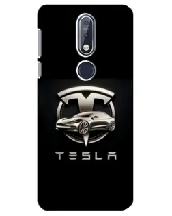 Чехол для Nokia 7.1 (2018) с картинкой «Tesla — серебристое авто»