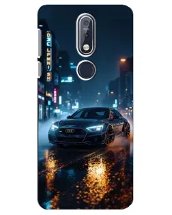 Чехол для Nokia 7.1 (2018) с картинкой «Ночной город и Audi»
