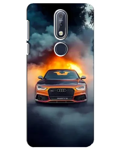 Чехол для Nokia 7.1 (2018) с картинкой «Audi в огненном дыму»