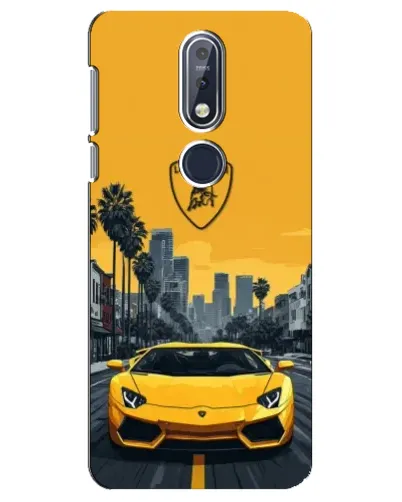 Чехол для Nokia 7.1 (2018) с картинкой «Желтый Lamborghini город» Чехол для Nokia 7.1 (2018) с картинкой «Желтый Lamborghini город»