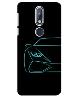 Чехол для Nokia 7.1 (2018) с картинкой «Голубой силуэт Lamborghini»
