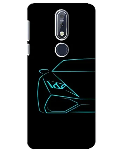 Чехол для Nokia 7.1 (2018) с картинкой «Голубой силуэт Lamborghini» Чехол для Nokia 7.1 (2018) с картинкой «Голубой силуэт Lamborghini»