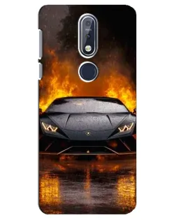 Чехол для Nokia 7.1 (2018) с картинкой «Lamborghini в огне»