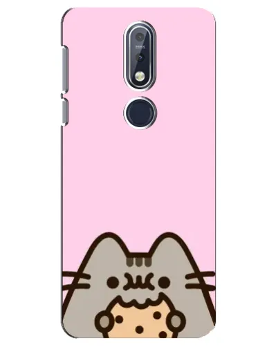 Чехол для Nokia 7.1 (2018) с картинкой «Pusheen и печенье» Чехол для Nokia 7.1 (2018) с картинкой «Pusheen и печенье»