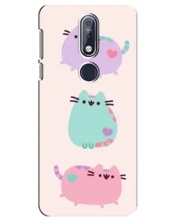 Чехол для Nokia 7.1 (2018) с картинкой «Pusheen трио»