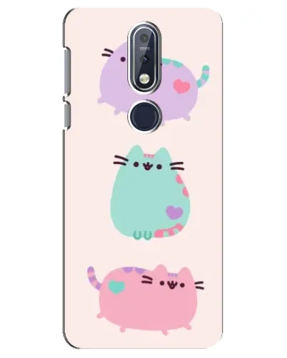 Чехол для Nokia 7.1 (2018) с картинкой «Pusheen трио» Чехол для Nokia 7.1 (2018) с картинкой «Pusheen трио»