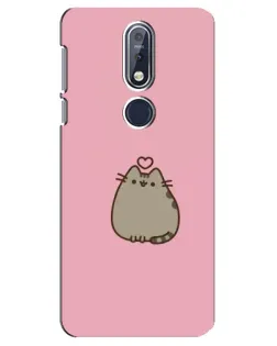 Чехол для Nokia 7.1 (2018) с картинкой «Pusheen сердце»