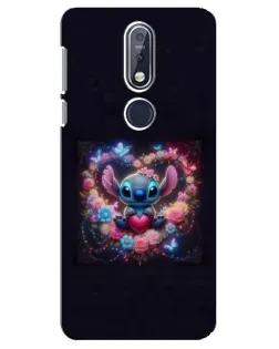 Чехол для Nokia 7.1 (2018) с картинкой «Stitch в цветах» Чехол для Nokia 7.1 (2018) с картинкой «Stitch в цветах»