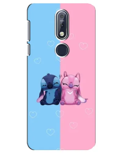 Чехол для Nokia 7.1 (2018) с картинкой «Stitch и Angel Love»