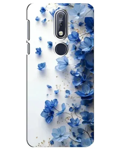 Чехол для Nokia 7.1 (2018) с картинкой «Голубой цветочный каскад»