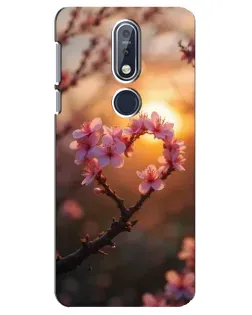 Чохол для Nokia 7.1 (2018) з картинкою «Рожевий цвіт  сердечко на тлі заходу»