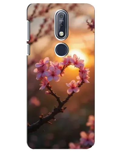Чехол для Nokia 7.1 (2018) с картинкой «Розовый цвет сердце на фоне заката»