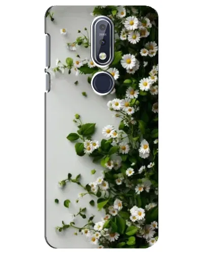 Чехол для Nokia 7.1 (2018) с картинкой «Ветка мелких белых цветов»