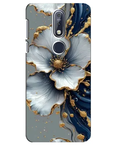Чехол для Nokia 7.1 (2018) с картинкой «Белый цветок и золотой флюид» Чехол для Nokia 7.1 (2018) с картинкой «Белый цветок и золотой флюид»