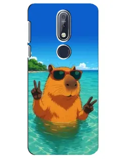 Чехол для Nokia 7.1 (2018) с картинкой «Морская капибара»