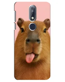 Чехол для Nokia 7.1 (2018) с картинкой «Капибара с языком»