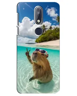 Чехол для Nokia 7.1 (2018) с картинкой «Капибара на море»