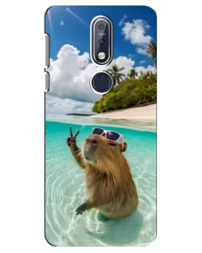 Чехол для Nokia 7.1 (2018) с картинкой «Капибара на море»