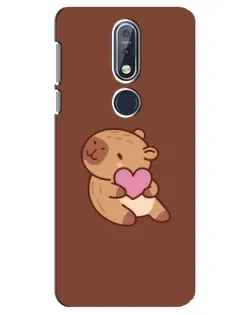 Чехол для Nokia 7.1 (2018) с картинкой «Капибара с сердцем»