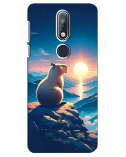 Чехол для Nokia 7.1 (2018) с картинкой «Закат солнца с капибарой»