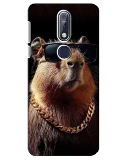 Чехол для Nokia 7.1 (2018) с картинкой «Капибара золотая цепь»