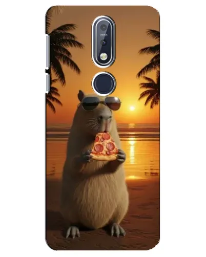 Чехол для Nokia 7.1 (2018) с картинкой «Капибара с пиццей»