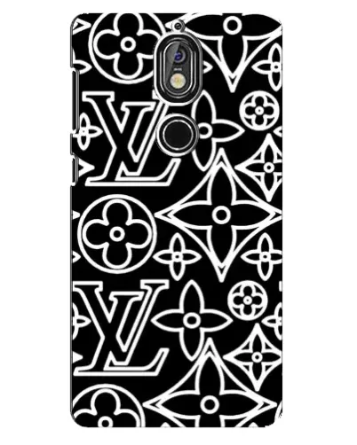 Чехол для Nokia 7 с картинкой «Черно-белый узор LV»