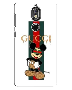 Чехол для Nokia 7 с картинкой «Микки Маус Gucci — полосы»