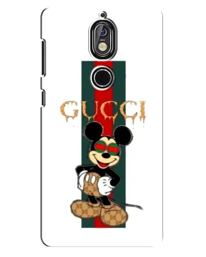 Чехол для Nokia 7 с картинкой «Микки Маус Gucci — полосы»