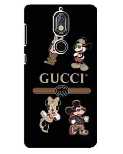 Чехол для Nokia 7 с картинкой «Gucci — герои Disney и монограмма»