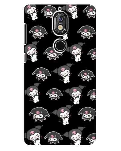 Чехол для Nokia 7 с картинкой «Черный паттерн Kuromi»