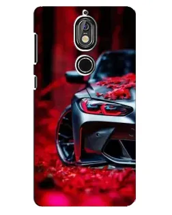 Чохол для Nokia 7 з картинкою «Спортивна BMW та квіти»