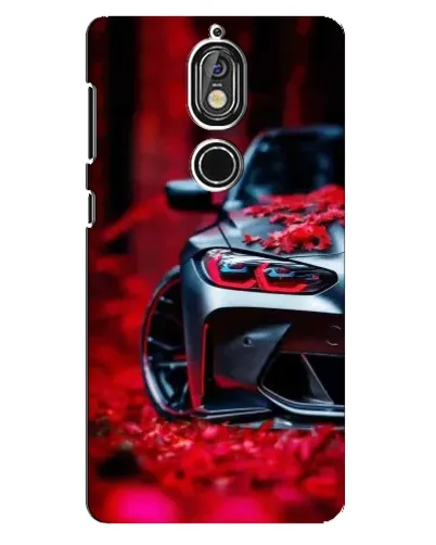 Чохол для Nokia 7 з картинкою «Спортивна BMW та квіти»