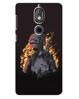 Чехол для Nokia 7 с картинкой «PUBG — огненный силуэт»