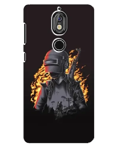 Чехол для Nokia 7 с картинкой «PUBG — огненный силуэт»