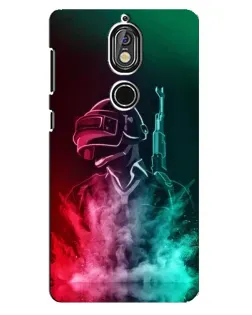 Чехол для Nokia 7 с картинкой «PUBG — огненный воин»