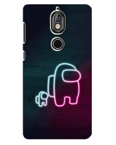Чехол для Nokia 7 с картинкой «Among Us неон-арт»