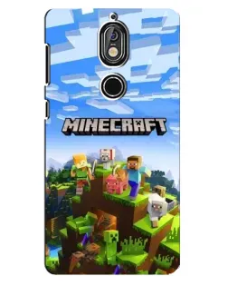 Чехол для Nokia 7 с картинкой «Minecraft классический мир»