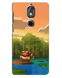 Чехол для Nokia 7 с картинкой «Майнкрафт закат солнца»