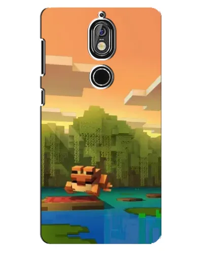 Чехол для Nokia 7 с картинкой «Майнкрафт закат солнца»