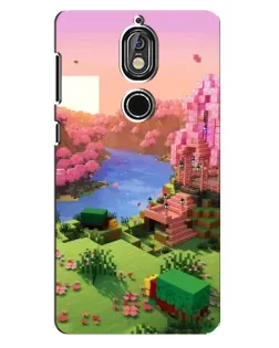 Чехол для Nokia 7 с картинкой «Розовое дерево Minecraft»