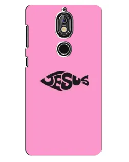 Чехол для Nokia 7 с картинкой «Розовый символ  Jesus»