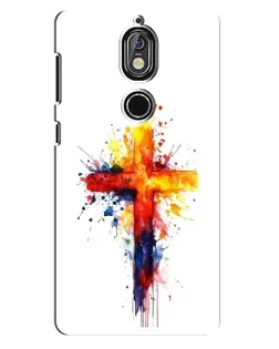 Чехол для Nokia 7 с картинкой «Акварельный крест»
