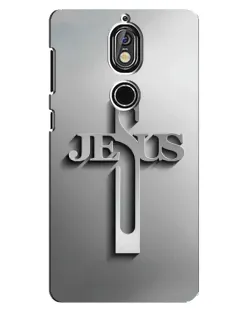 Чехол для Nokia 7 с картинкой «Металлический крест Jesus»