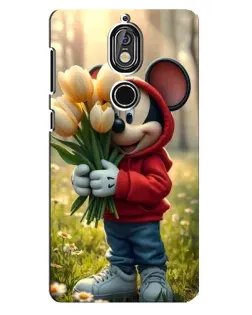 Чехол для Nokia 7 с картинкой «Микки с тюльпанами»