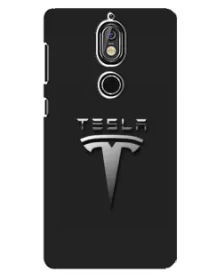 Чехол для Nokia 7 с картинкой «Стальной логотип Tesla»