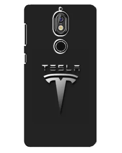 Чехол для Nokia 7 с картинкой «Стальной логотип Tesla»