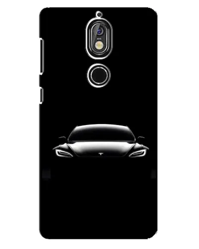 Чехол для Nokia 7 с картинкой «Фары Tesla Night»
