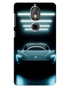 Чехол для Nokia 7 с картинкой «Tesla в неоне»