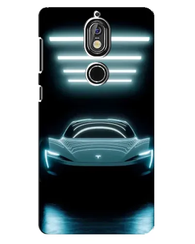 Чехол для Nokia 7 с картинкой «Tesla в неоне»